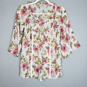 Decree Size S Oversized Sheer Flowy‎ Floral Blouse Coquette Cottagecore Dainty